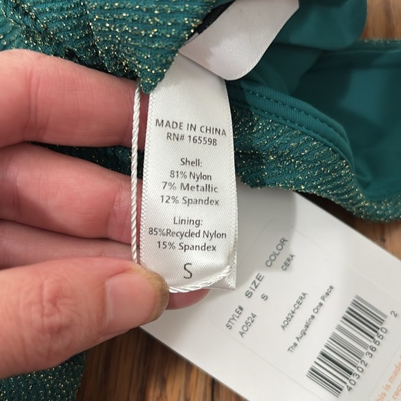 Andie Women's The Augustine Metallic One-Piece Swimsuit Ceramic size S NWT - Picture 4 of 6